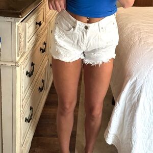 American Eagle Hi-Rise Festival White Jean Shorts